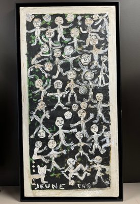 Art Brut, Oil and Sand on Canvas, 1968, Signed Jeune Eve-NRK-2021639