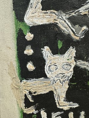 Art Brut, Oil and Sand on Canvas, 1968, Signed Jeune Eve-NRK-2021639