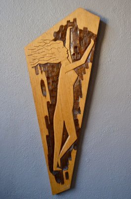 Art Brut Style Decorative Wooden Panel, 1970s-AIU-693217