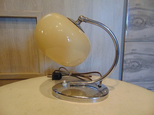 Art Dec Nickel-Plated Brass Lamp, 1920s-CAQ-1083016