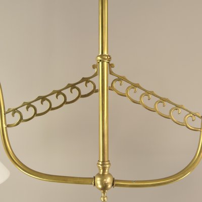 Art Deco 2-Arm Brass Pendant Lamp, Vienna, 1920s-KDB-1791556