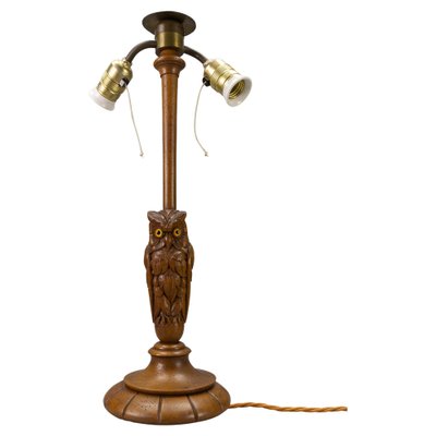 Art Deco 2-Light Owl Sculpture Table or Desk Lamp, Germany, 1920s-KEG-1740084