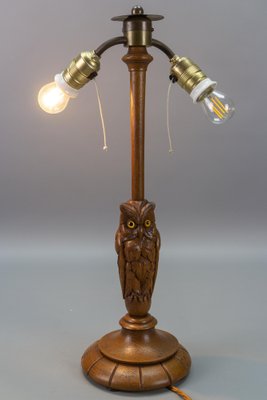 Art Deco 2-Light Owl Sculpture Table or Desk Lamp, Germany, 1920s-KEG-1740084