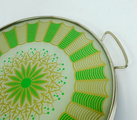 Art Deco Abstract Glass & Metal Tray, 1930s-FH-1438702