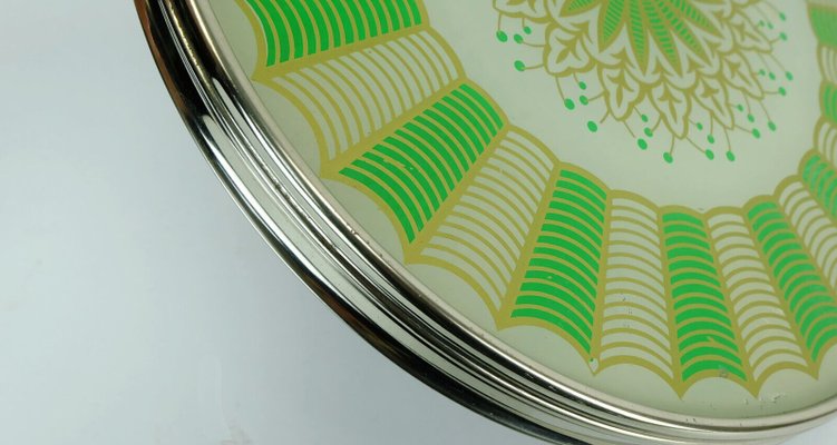 Art Deco Abstract Glass & Metal Tray, 1930s-FH-1438702