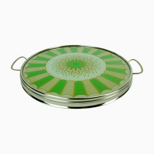 Art Deco Abstract Glass & Metal Tray, 1930s-FH-1438702