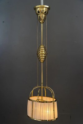 Art Deco Adjustable Pendant Lamp with Fabric Shade, 1920s-SPD-1326210