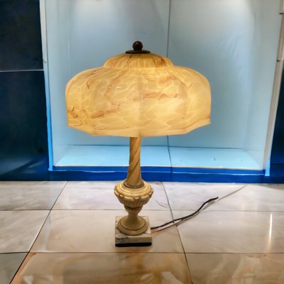 Art Deco Alabaster Table Lamp, 1940s-JJC-1761695