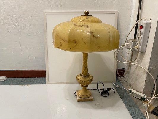 Art Deco Alabaster Table Lamp, 1940s-JJC-1761695