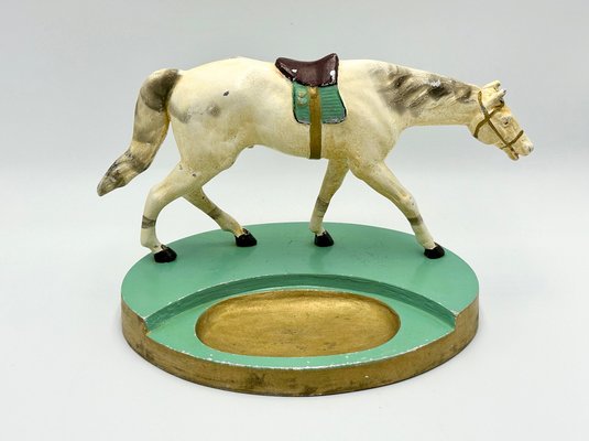 Art Deco Aluminium Desk Tray with Horse Figure, 1930s-ZCY-1727120