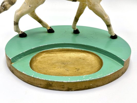 Art Deco Aluminium Desk Tray with Horse Figure, 1930s-ZCY-1727120