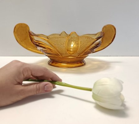 Art Deco Amber Blown Glass Bowl by Brockwitz, 1930s-JPQ-2017497