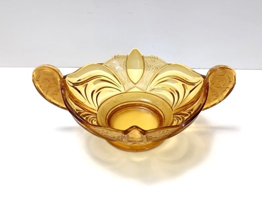 Art Deco Amber Blown Glass Bowl by Brockwitz, 1930s-JPQ-2017497