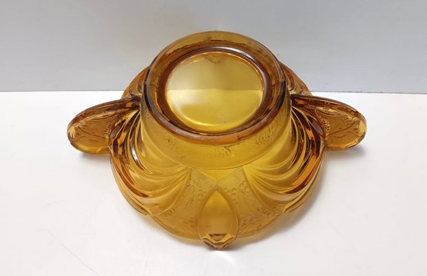 Art Deco Amber Blown Glass Bowl by Brockwitz, 1930s-JPQ-2017497