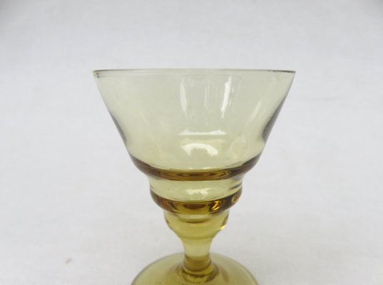 Art Deco Amber-Colored Mouthblown Liquor Glasses, 1920s, Set of 6-EY-1436421