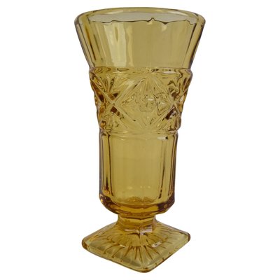 Art Deco Amber Glass Vase, 1940s-TZ-2018670