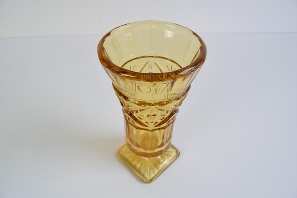 Art Deco Amber Glass Vase, 1940s-TZ-2018670