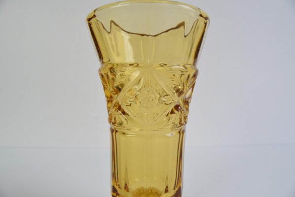 Art Deco Amber Glass Vase, 1940s-TZ-2018670