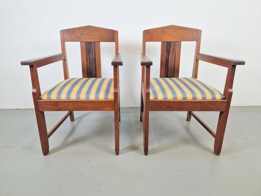 Art Deco Amsterdam School Armchairs in Oak & Ebony, 1920s, Set of 2-AXJ-2021933