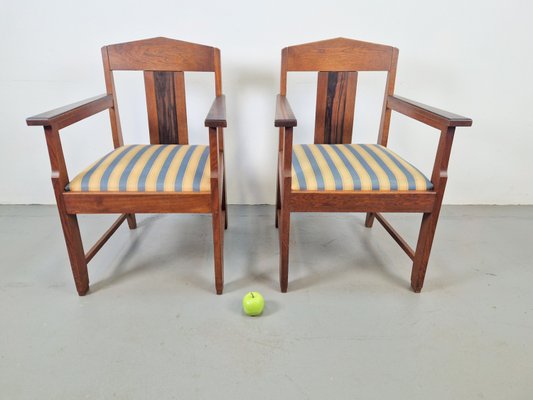 Art Deco Amsterdam School Armchairs in Oak & Ebony, 1920s, Set of 2-AXJ-2021933