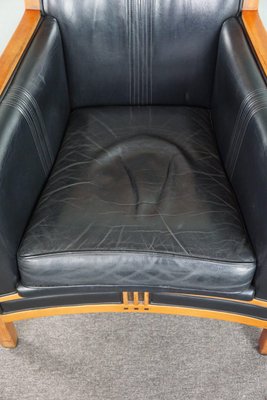 Art Deco Armchair with Black Leather and Accents-HPP-1808360