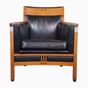 Art Deco Armchair with Black Leather and Accents-HPP-1808360