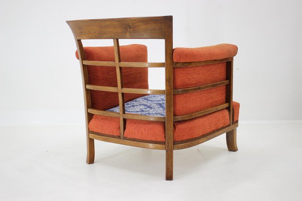 Art Deco Armchair with Ottoman, Former Czechoslovakia, 1930s, Set of 2-TZ-1702330