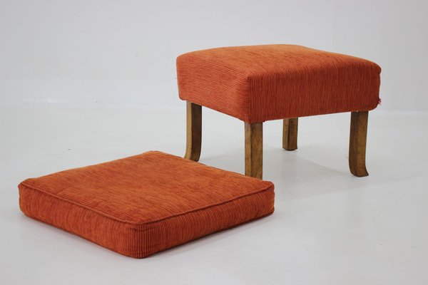 Art Deco Armchair with Ottoman, Former Czechoslovakia, 1930s, Set of 2-TZ-1702330