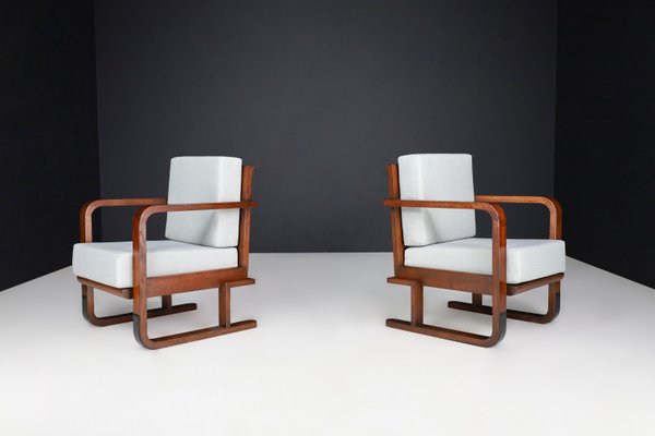 Art Deco Armchairs in Oak Bentwood and New Upholstery, Austria, 1930s, Set of 2-TRW-1797128