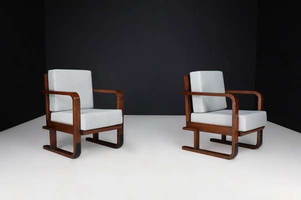 Art Deco Armchairs in Oak Bentwood and New Upholstery, Austria, 1930s, Set of 2-TRW-1797128