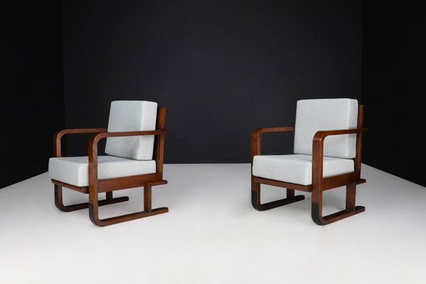 Art Deco Armchairs in Oak Bentwood and New Upholstery, Austria, 1930s, Set of 2-TRW-1797128