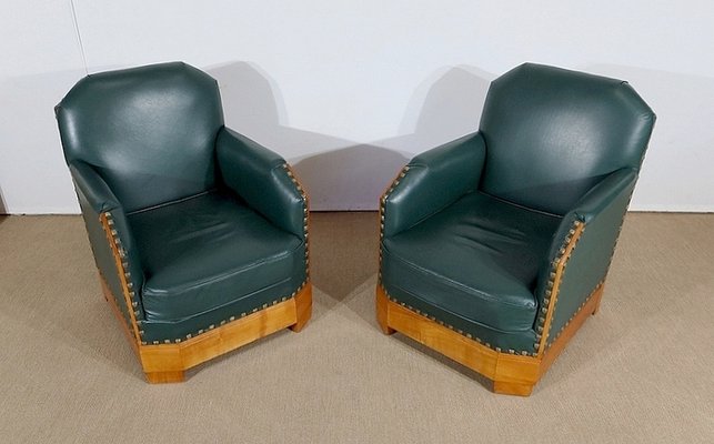 Art Deco Armchairs in Solid Cherry, Early 20th Century, Set of 2-RVK-1279847