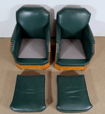 Art Deco Armchairs in Solid Cherry, Early 20th Century, Set of 2-RVK-1279847