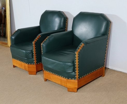 Art Deco Armchairs in Solid Cherry, Early 20th Century, Set of 2-RVK-1279847