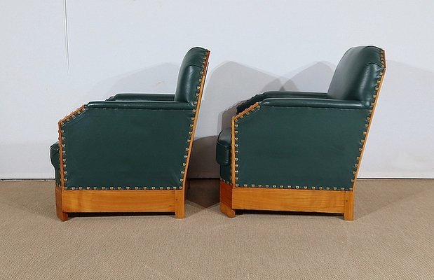 Art Deco Armchairs in Solid Cherry, Early 20th Century, Set of 2-RVK-1279847