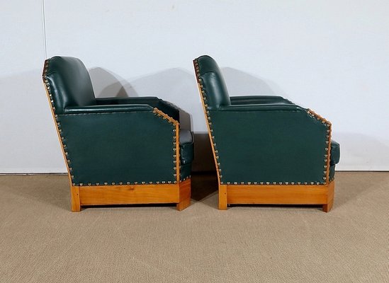 Art Deco Armchairs in Solid Cherry, Early 20th Century, Set of 2-RVK-1279847