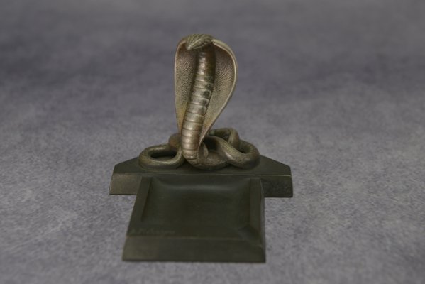 Art Deco Ashtray with Bronze Cobra by André Pichegru, 1930s-NEN-2023681