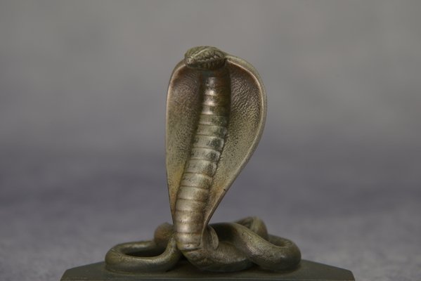 Art Deco Ashtray with Bronze Cobra by André Pichegru, 1930s-NEN-2023681