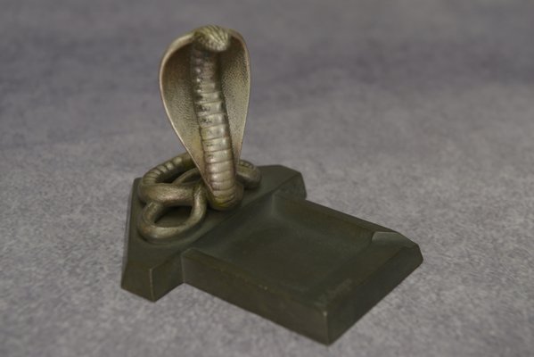 Art Deco Ashtray with Bronze Cobra by André Pichegru, 1930s-NEN-2023681