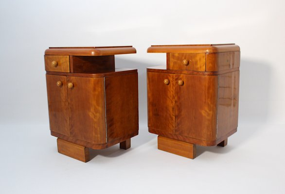 Art Deco Austrian Nightstands Maple, Austria, 1930s, Set of 2-NB-2024788