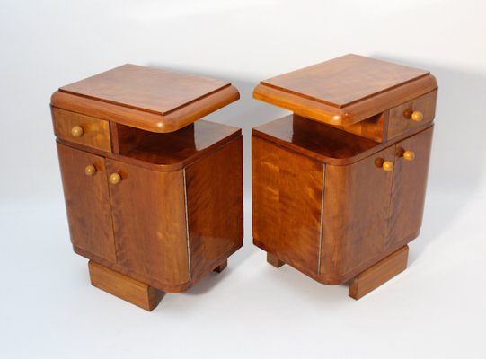 Art Deco Austrian Nightstands Maple, Austria, 1930s, Set of 2-NB-2024788