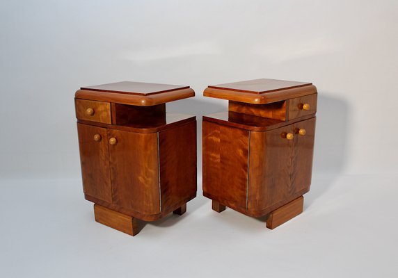 Art Deco Austrian Nightstands Maple, Austria, 1930s, Set of 2-NB-2024788