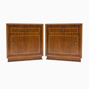 Art Deco Austrian Wood & Brass Nightstands, Set of 2-KQB-1161243