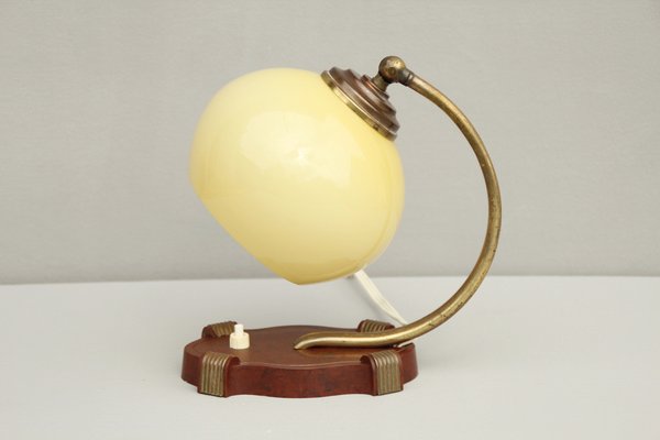 Art Deco Bakelite and Opal Glass Table Lamp, 1930s-DUM-1406636