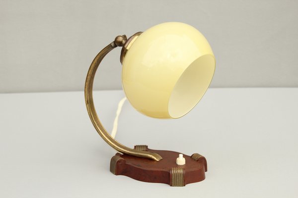 Art Deco Bakelite and Opal Glass Table Lamp, 1930s-DUM-1406636