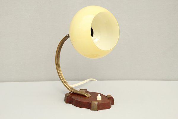 Art Deco Bakelite and Opal Glass Table Lamp, 1930s-DUM-1406636