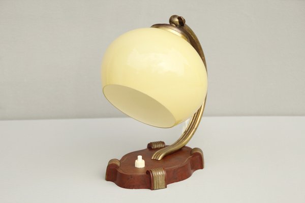 Art Deco Bakelite and Opal Glass Table Lamp, 1930s-DUM-1406636