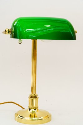 Art Deco Banker Lamp with Green Glass Shade, Vienna, 1920s-SPD-1797977