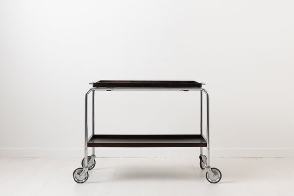 Art Deco Bar Cart with Dark Wood Trays-MJF-738436