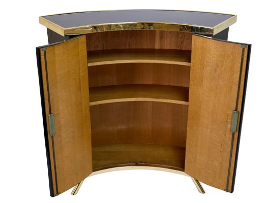 Art Deco Bar Set with Counter and Stools in Brass and Covered in Snake Look, 1950s, Set of 4-CXC-1295930